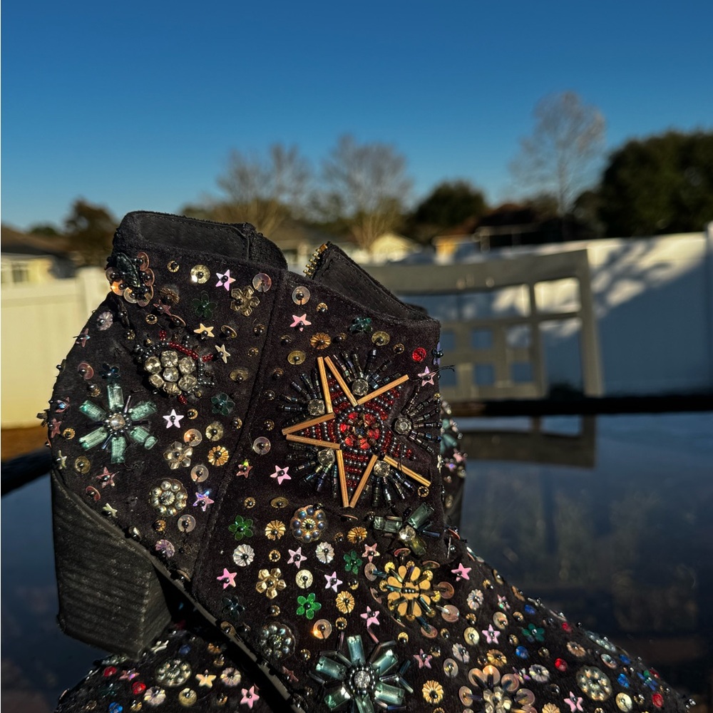 Embellished Black Ankle Boots - Picture 8 of 10